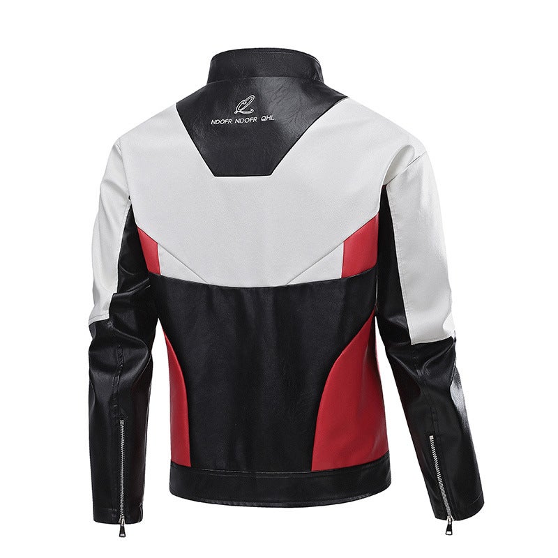 Motorcycle Leather Jacket Men'S Riding Suit Windproof Embroidered Duffian Handsome Leather Handsome Fashion - Image 4